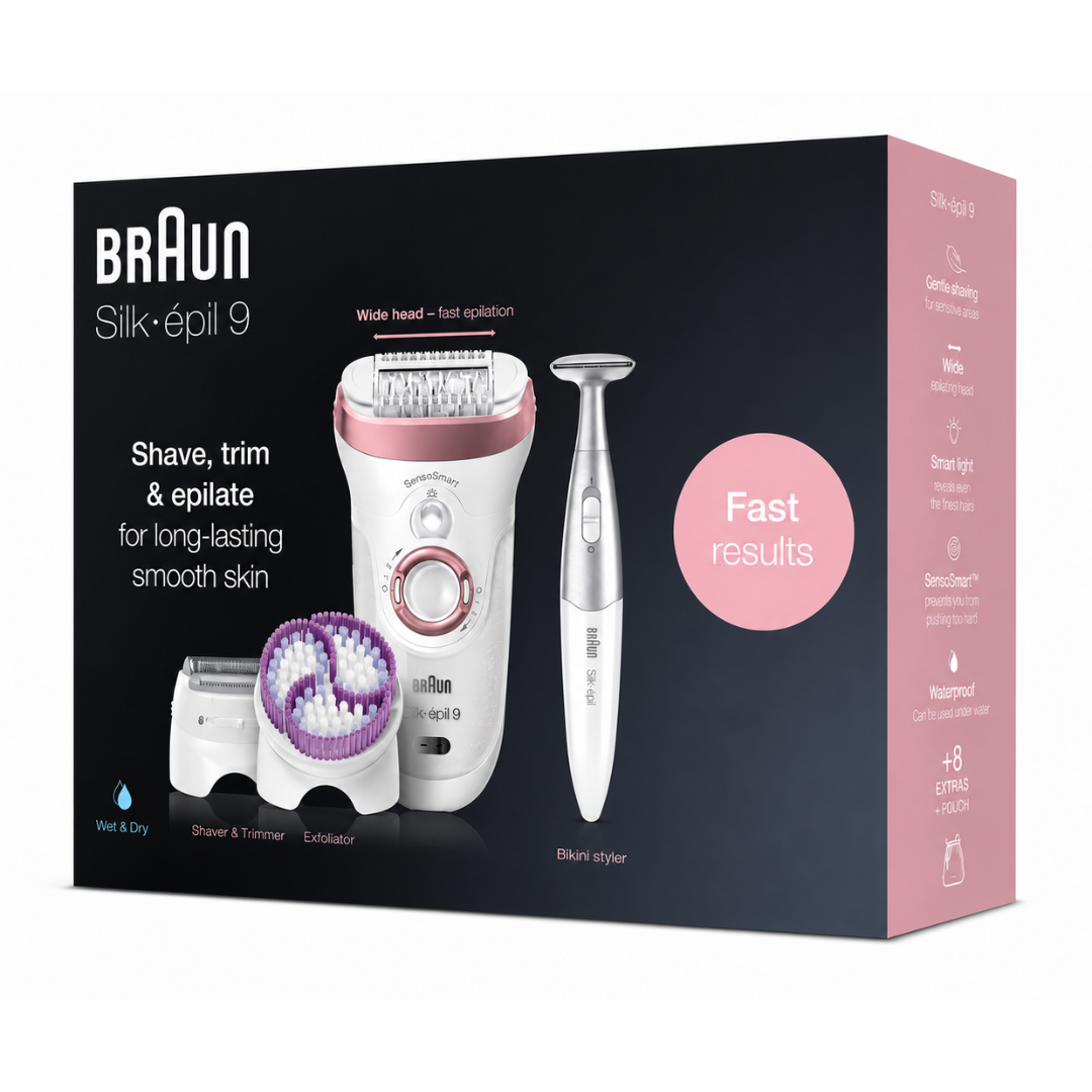 Braun Silk-Epil 9 9980 Skinspa Sensosmart Epilator Rose Gold With 8 Extras