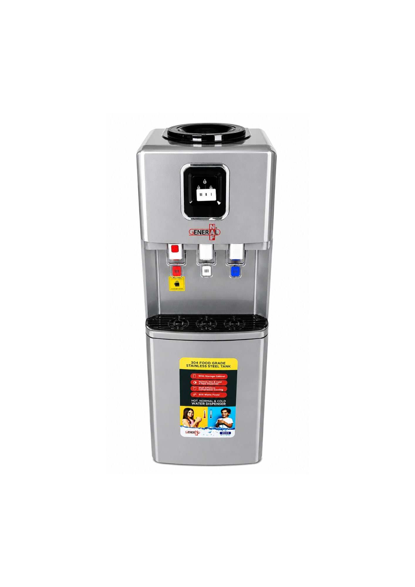 GENERAL NAF WATER DISPANSER HOT/COLD WATER 595w WD-33 SILVER
