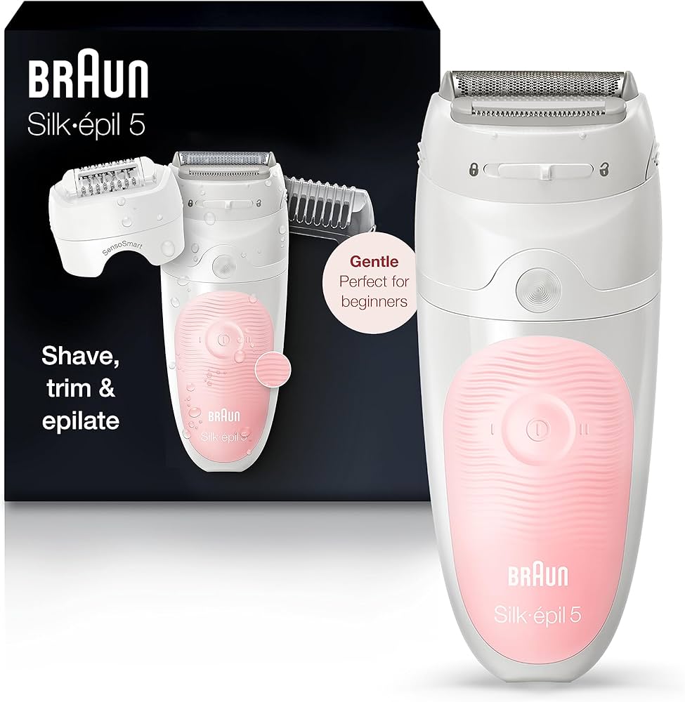 BRAUN Epilator Hair Removal Device, Epilator for Women, Shaver & Trimmer, Cordless, Rechargeable, Wet & Dry