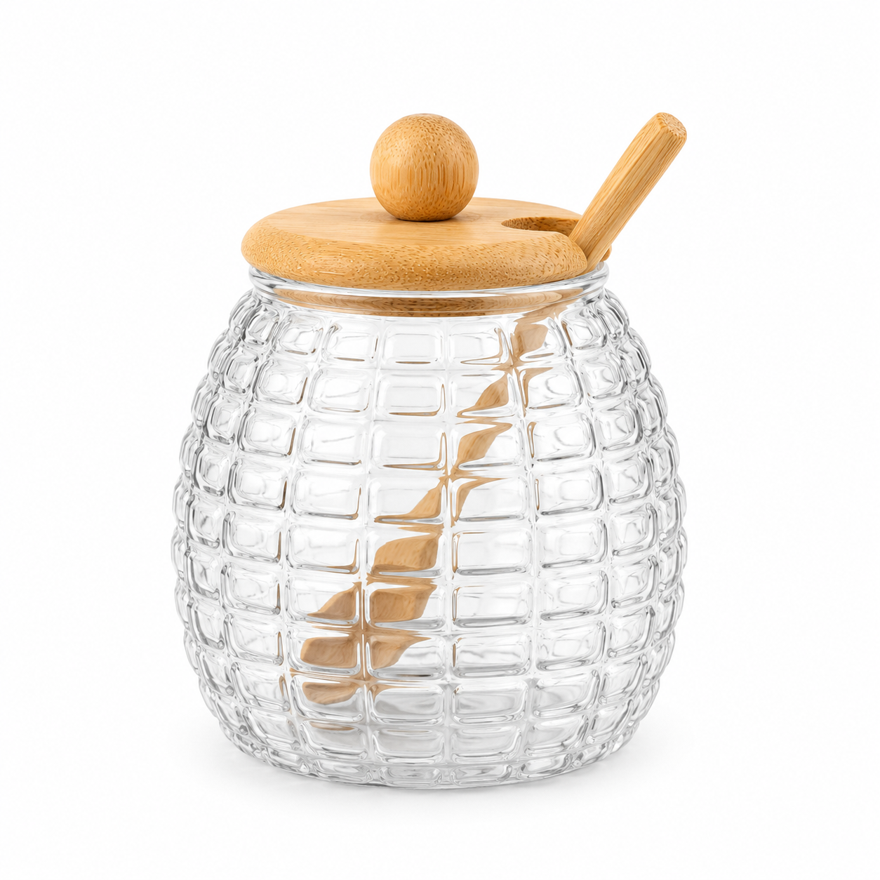 Glass Honey Jar with Bamboo Lid & Spoon