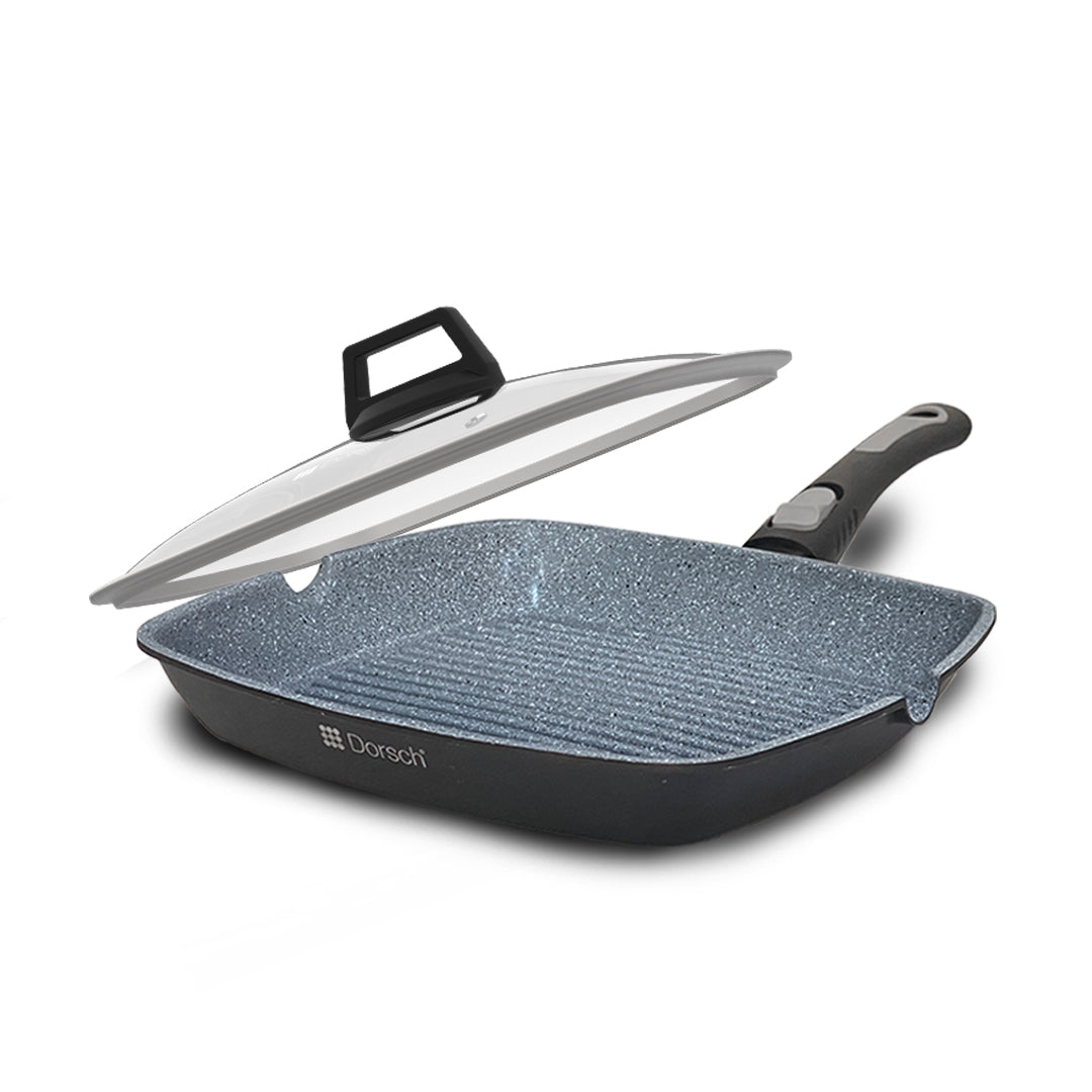 DORSCH Non-Stick Grill Pan with Foldable Handle – 34 cm