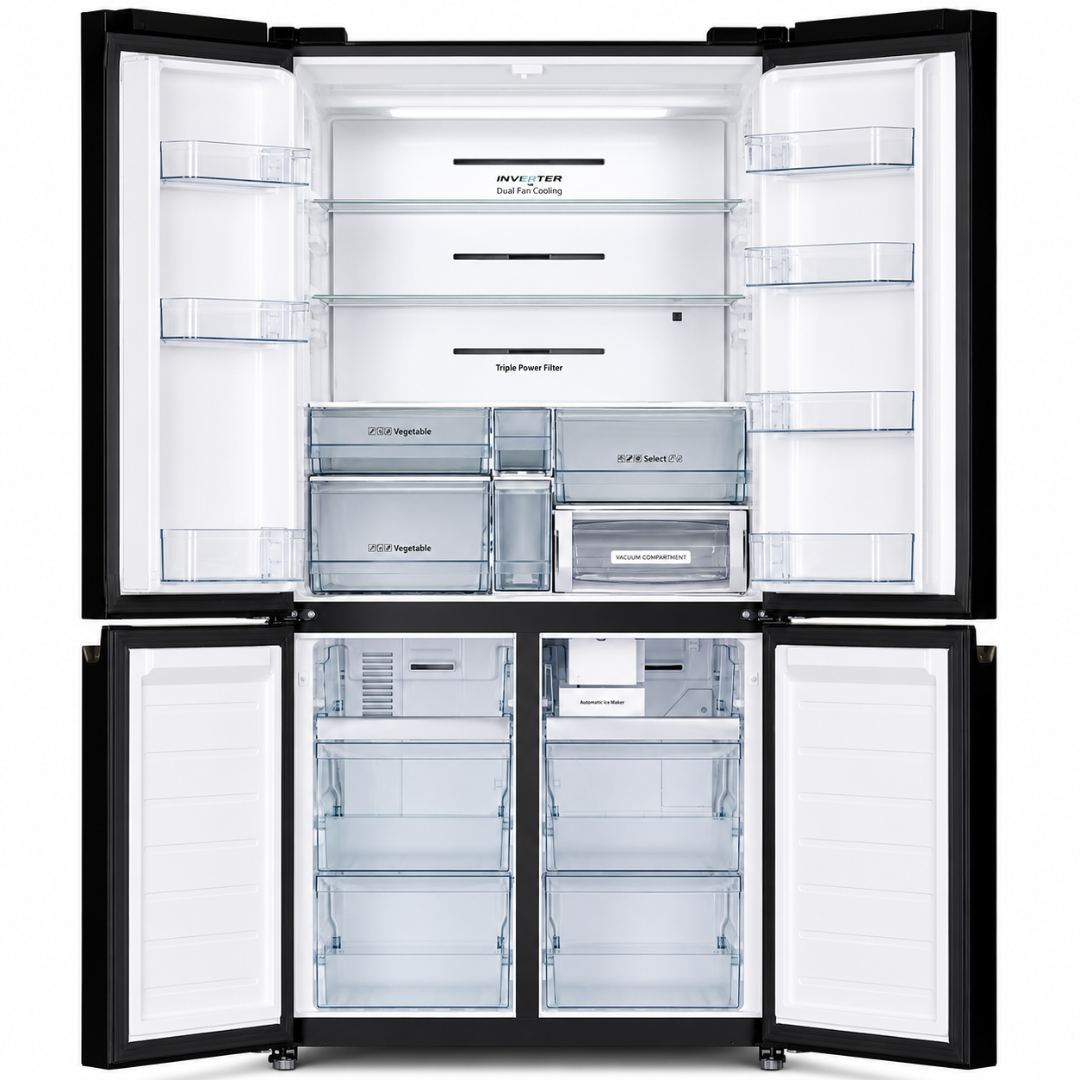 HITACHI REFRIGERATOR RW-B720VK GBK H:184*W:90*D:72 -GLASS BLACK -4 DOOR