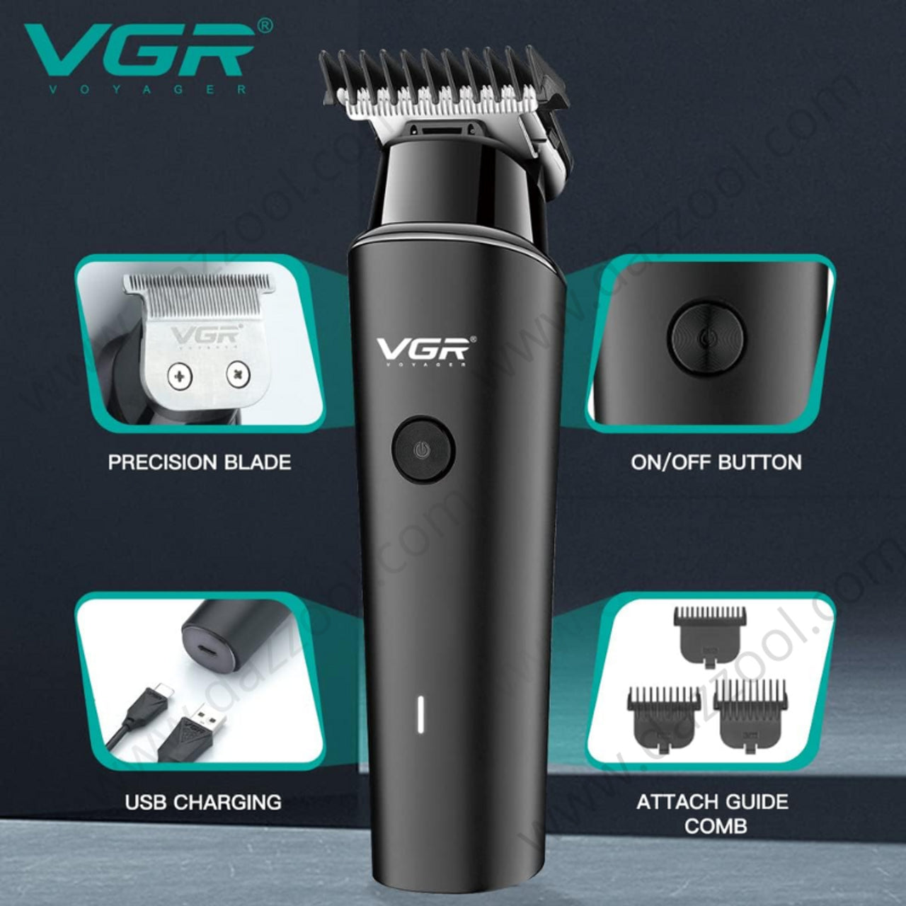 VGR Hair Trimmer W/ 4 Attachments