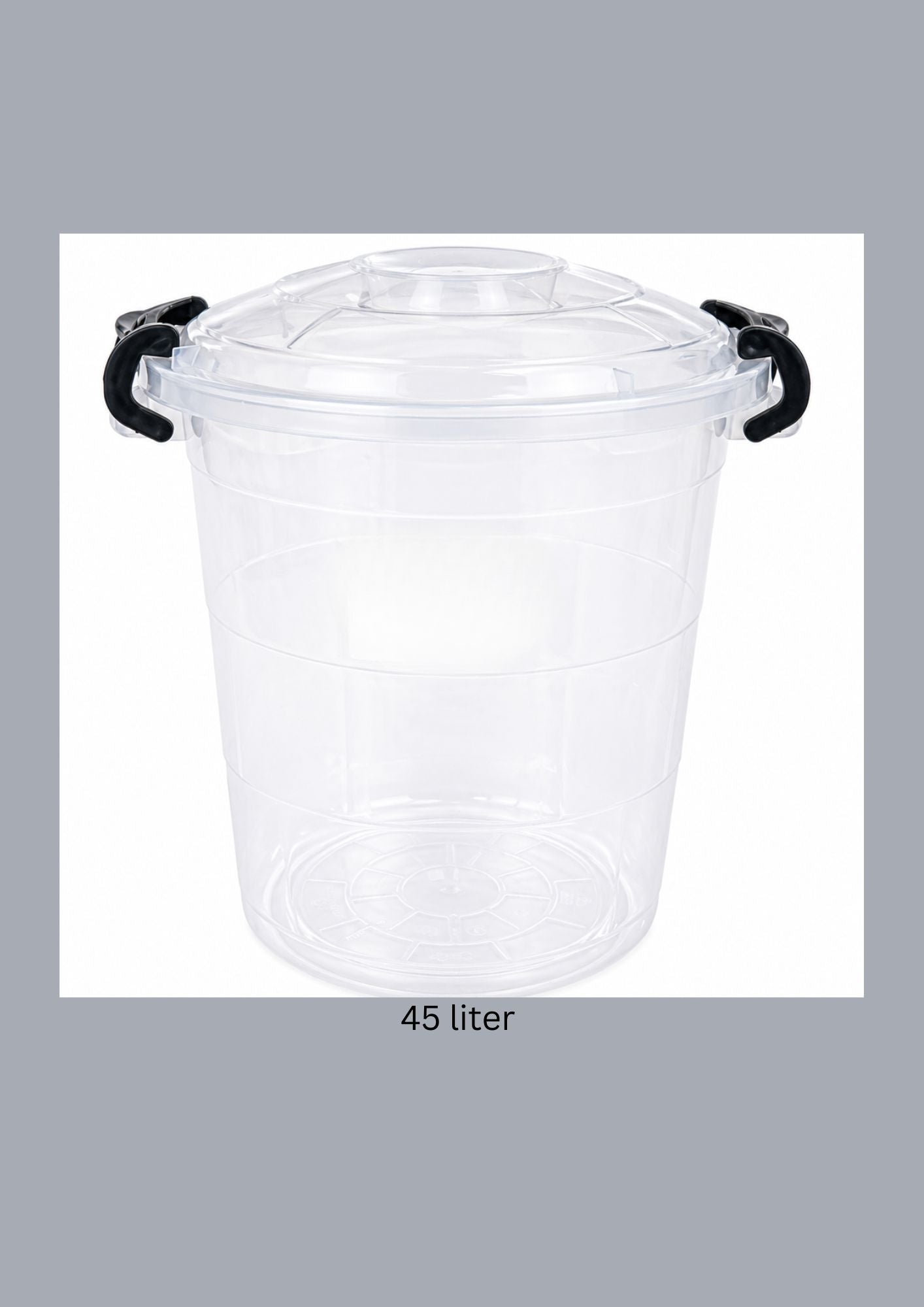 Transparent Storage Bucket with Locking Lid 45 liter