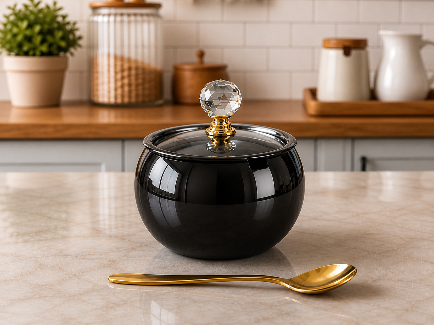 Luxury Sugar Bowl with Lid & Spoon 140ml