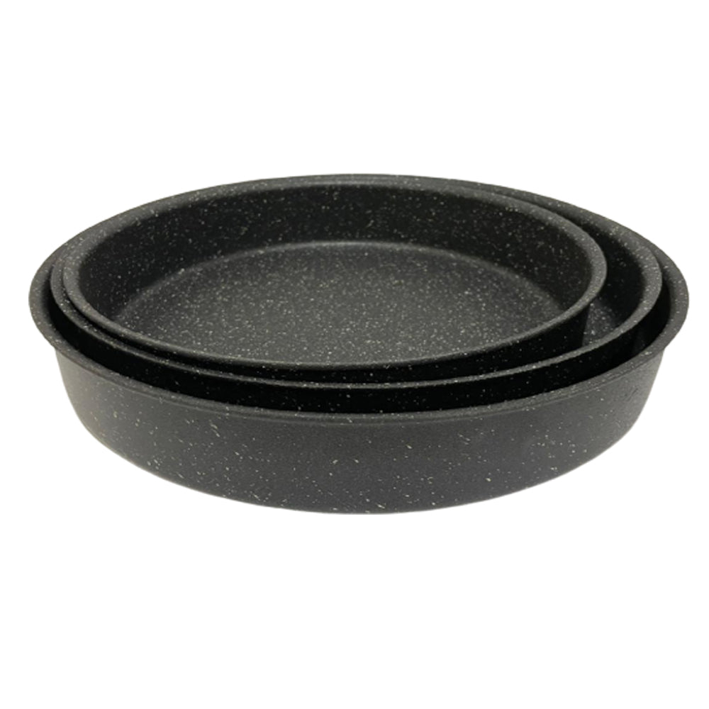 GE BE Lava Stone Granite 3PCS Round Pans Black