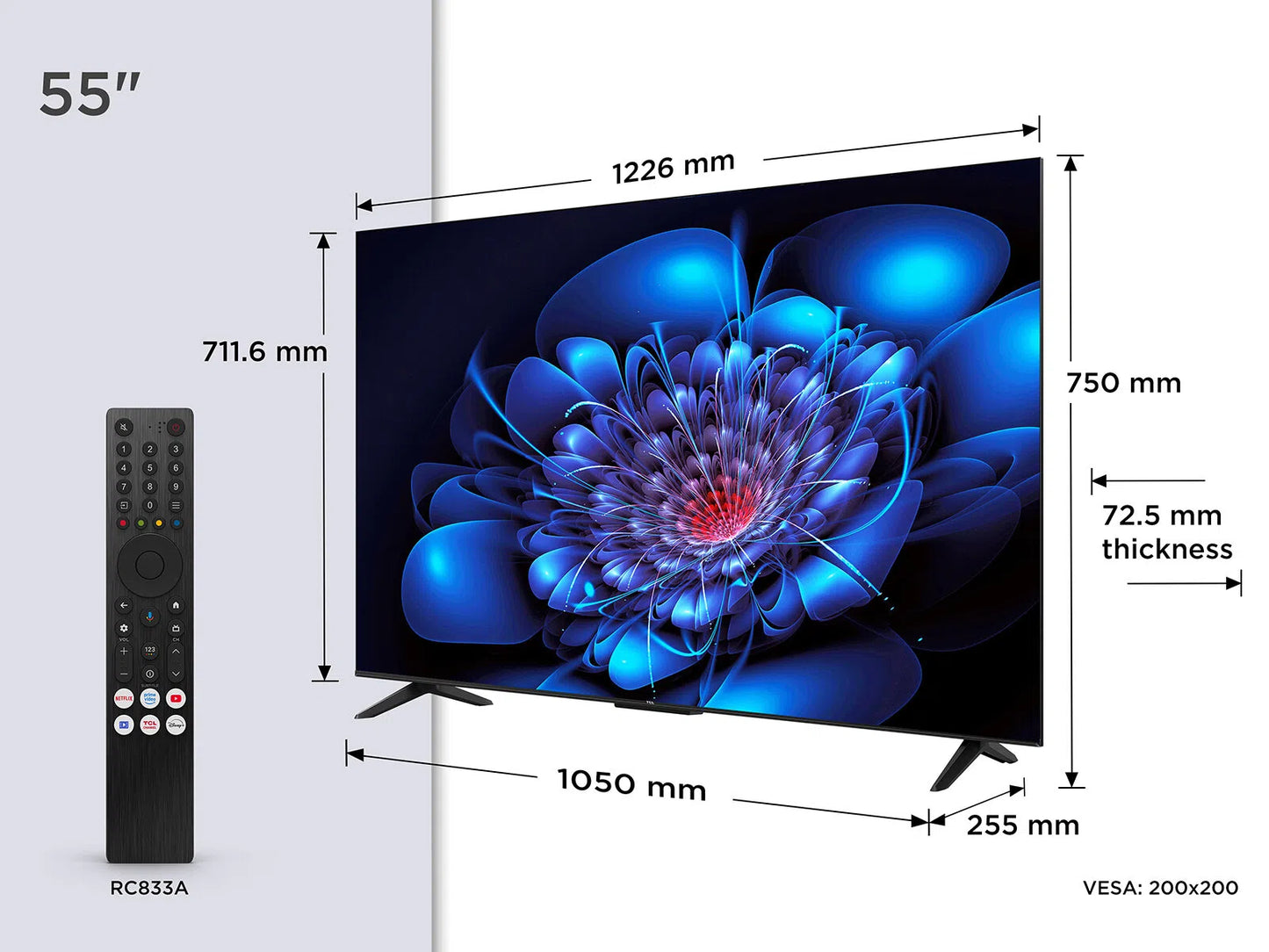 TCL 55P6K 55” 4K Smart TV Google TV – 3x HDMI, 2x USB