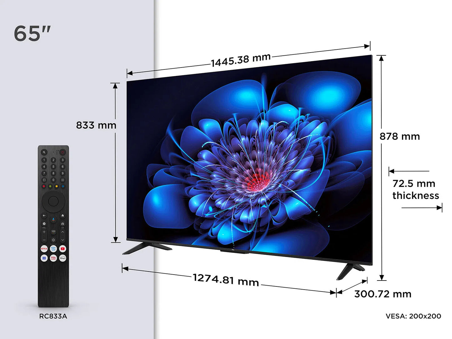 TCL 65P6K 65” 4K Smart TV Google TV – 3x HDMI, 1x USB