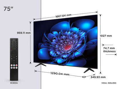 TCL P6K 75 inch Direct LED 4K HDR 10+ Dolby Atmos Smart Google TV