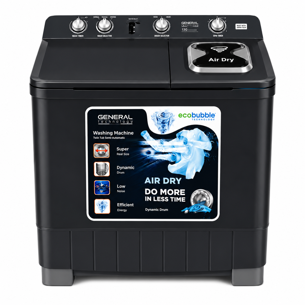 General Technology Double Washing Machine  GTTT16B/B Black