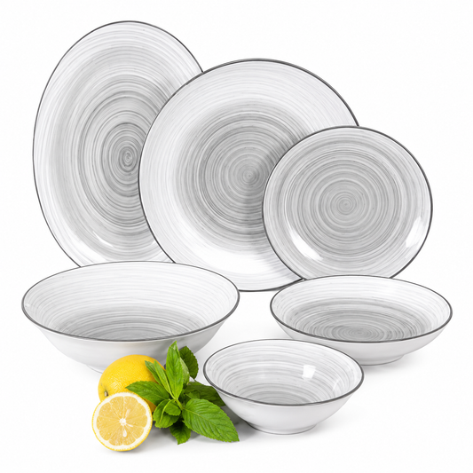 Dorsch Ripple Grey Porcelain Set of 24 Pcs Dh-09396