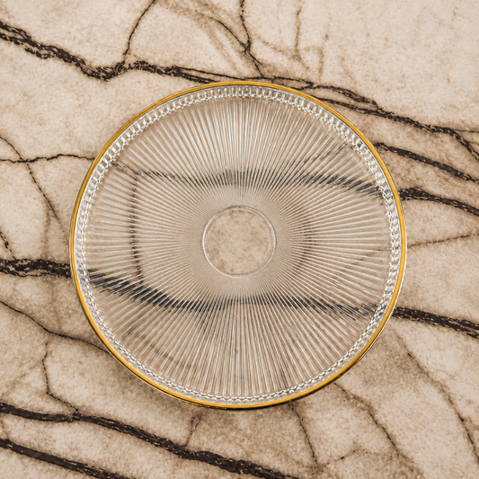 Elegant Glass Serving Plate with Gold Rim 6pieces
