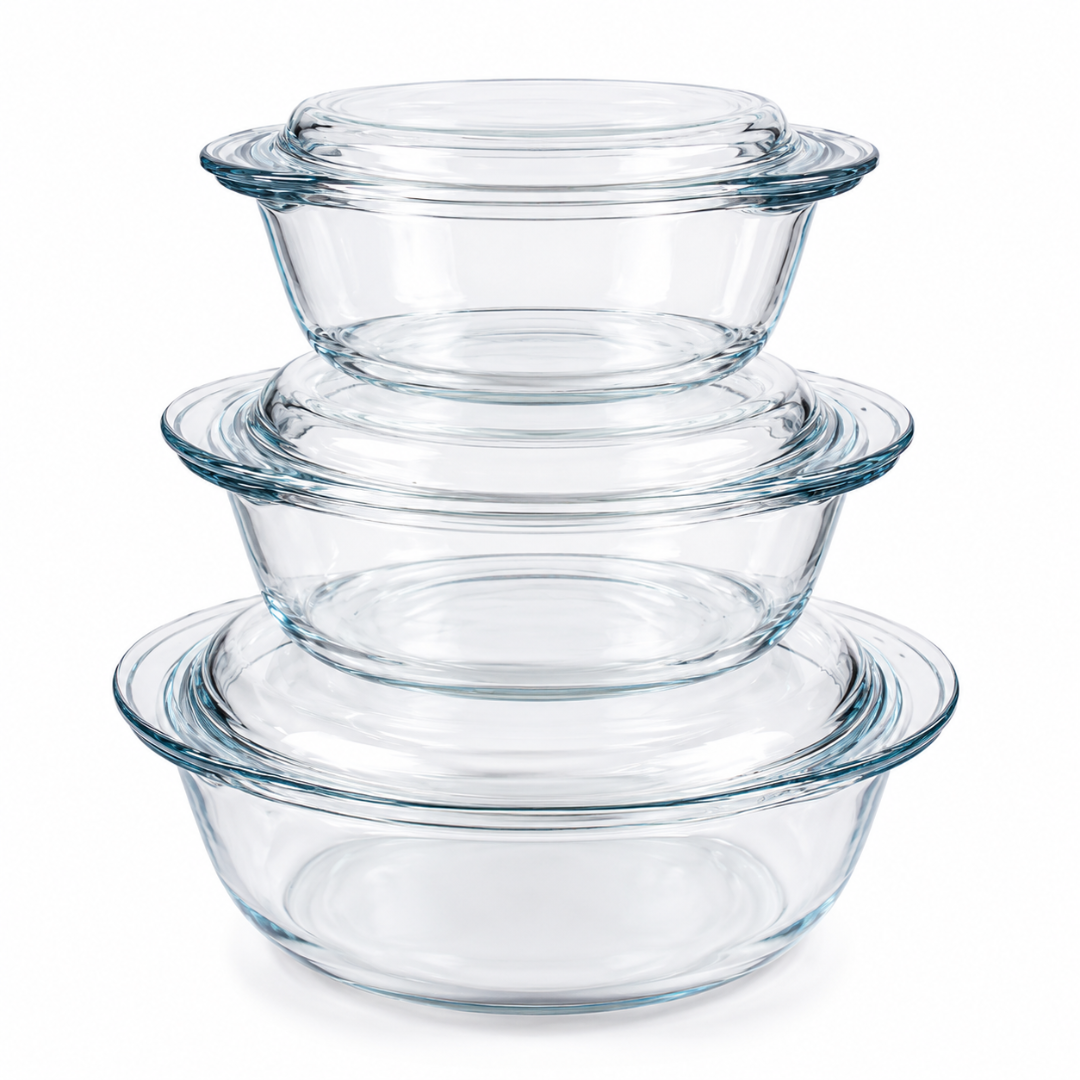 Pyrex Heat-Resistant Glass Baking Dish Set of 3 France
