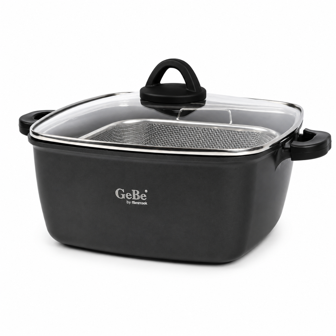 GE BE Venus Fryer Pot W/Lid & Frying Basket 28*28cm BLACK