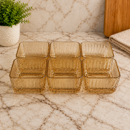 Ribbed Glass Dessert Bowls set of 6