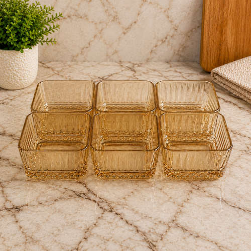 Ribbed Glass Dessert Bowls set of 6
