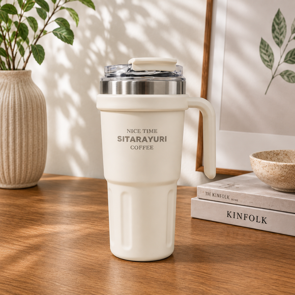 Thermal Coffee Tumbler with Handle Stainless Steel 600ml