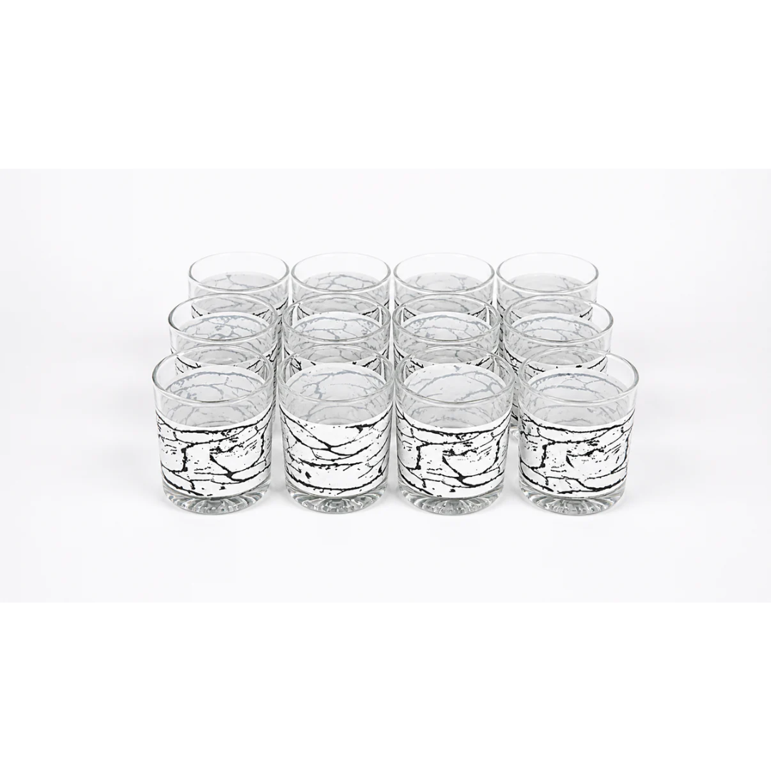 Modern Marble Design Glass Set – 12 PCS