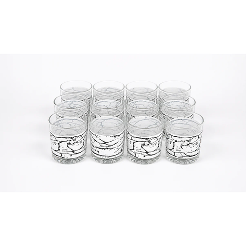 Modern Marble Design Glass Set – 12 PCS