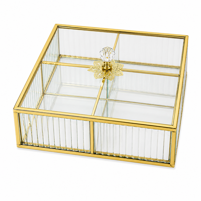 Glass & Gold Serving Tray (Divided Organizer Tray)