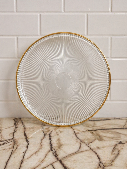 Elegant Glass Serving Plate with Gold Rim 6pieces