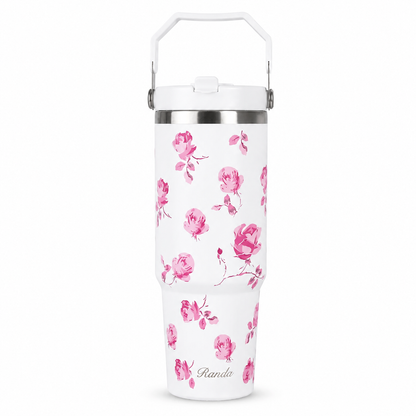 Stainless Steel Thermos Flower Pattern Vacuum Bottle