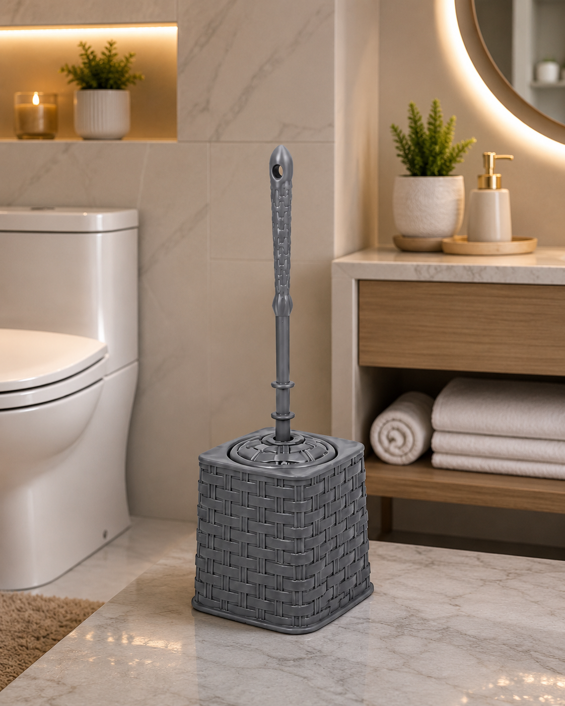 Modern Rattan Toilet Brush Holder