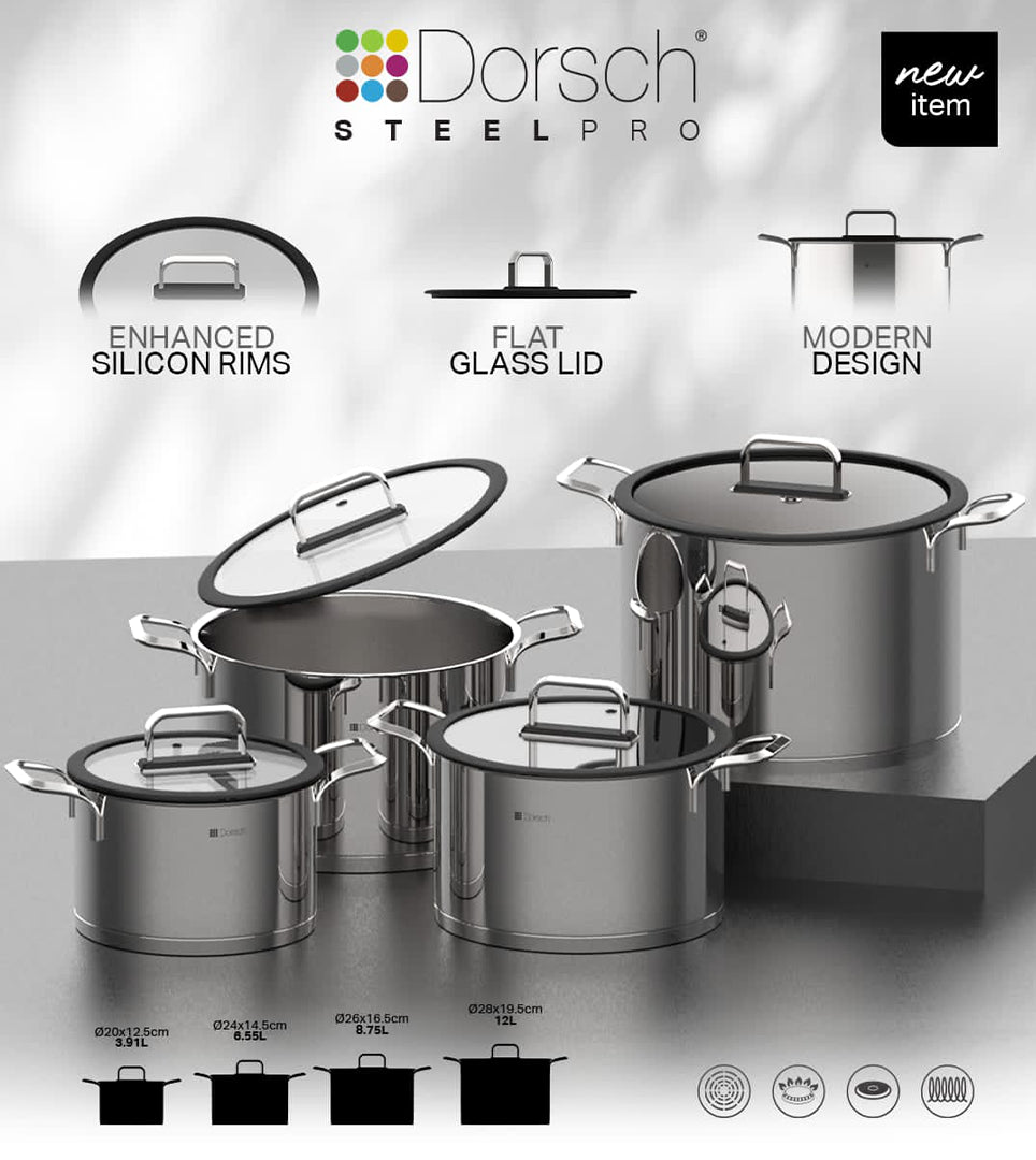 DORSCH 28cm Casserole + Lid Steel PRO 12L