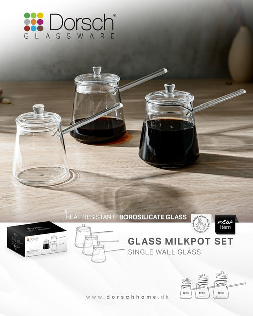 Dorsch  Glass Milk Pot Set 3-Piece Borosilicate 320/500/600 ml DH-09250