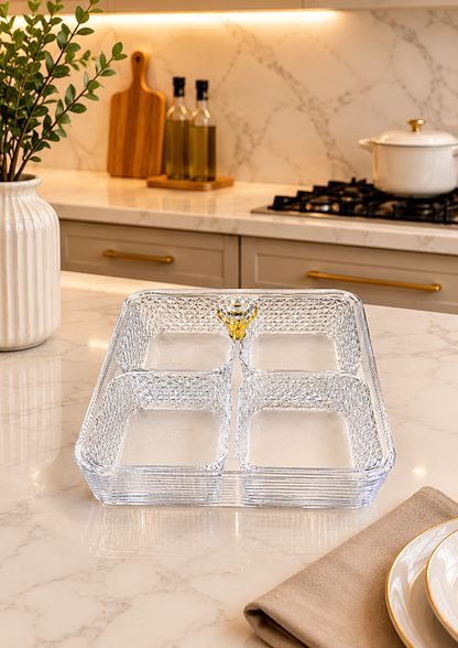 Luxury Acrylic Snack Organizer with Crystal Handle Set of 4