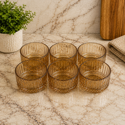 Ribbed Glass Dessert Bowls set of 6