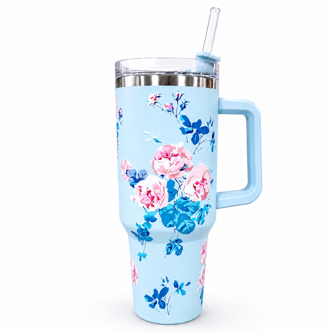 Insulated Tumbler Mug with Handle (or Travel Tumbler with Straw) 1200ml