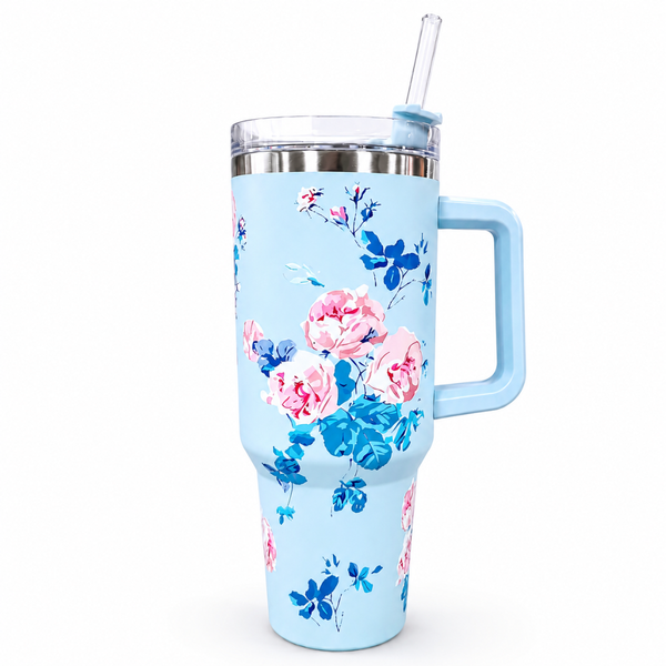 Insulated Tumbler Mug with Handle (or Travel Tumbler with Straw) 1200ml