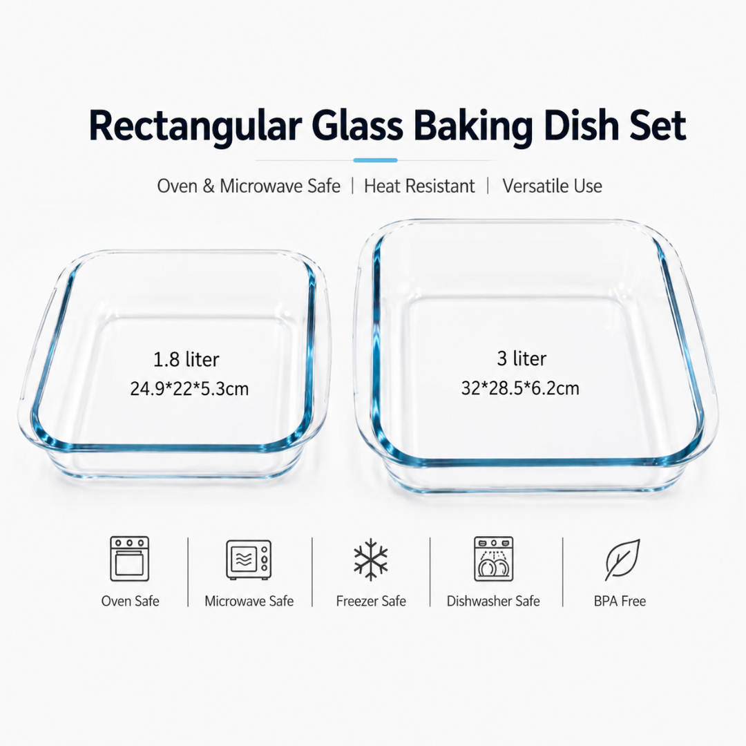 Barella Rectangular Glass Baking Dish Set of 2 Italy