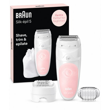 BRAUN Epilator Hair Removal Device, Epilator for Women, Shaver & Trimmer, Cordless, Rechargeable, Wet & Dry