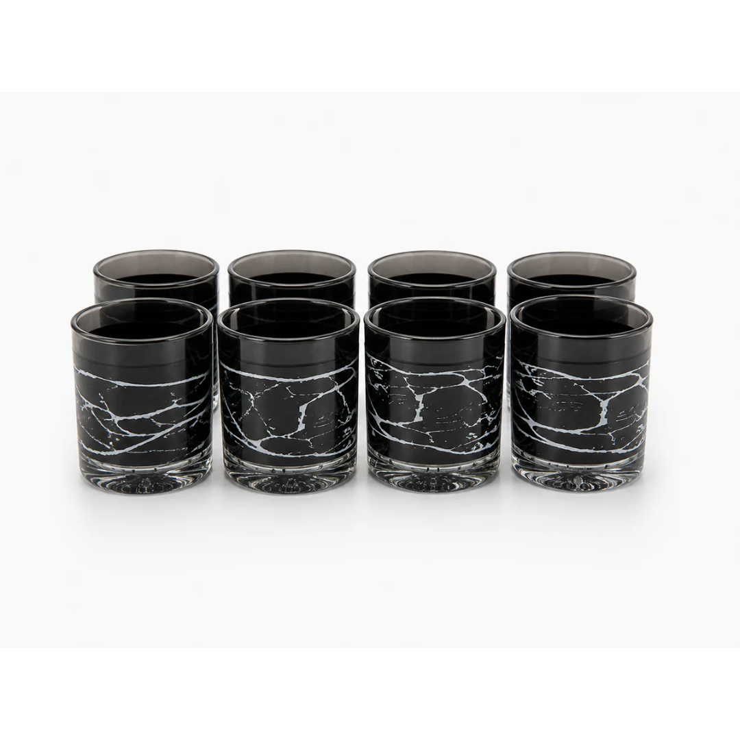 Modern Marble Design Glass Set – 12 PCS