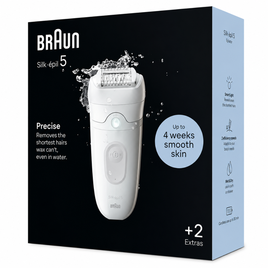 Braun Epilator Silk-épil 5, Hair Removal Device, Women Shaver & Trimmer, Wet and Dry, Includes Skin Contact Cap, SE5-011, Grey