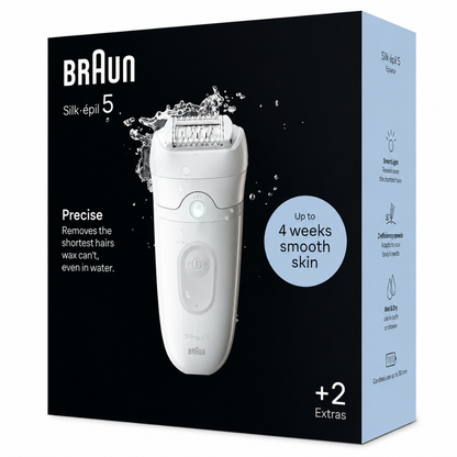 Braun Epilator Silk-épil 5, Hair Removal Device, Women Shaver & Trimmer, Wet and Dry, Includes Skin Contact Cap, SE5-011, Grey