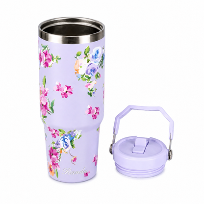 Stainless Steel Thermos Flower Pattern Vacuum Bottle