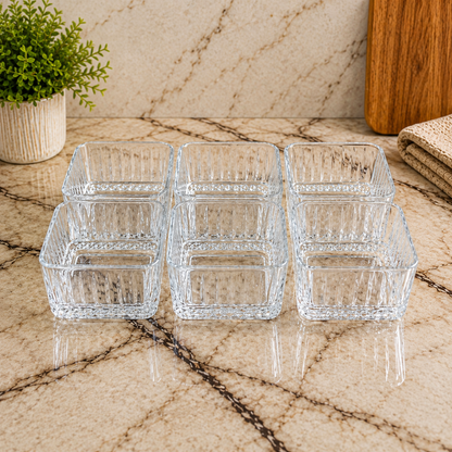 Ribbed Glass Dessert Bowls set of 6