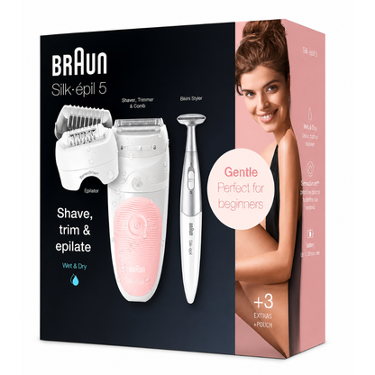 Braun, Silk-épil 5-820 Wet & Dry Epilator with 3 Extras