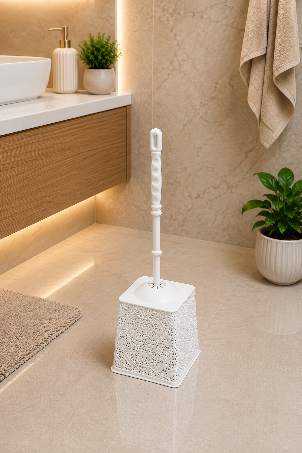 Luxury Floral Toilet Brush Holder