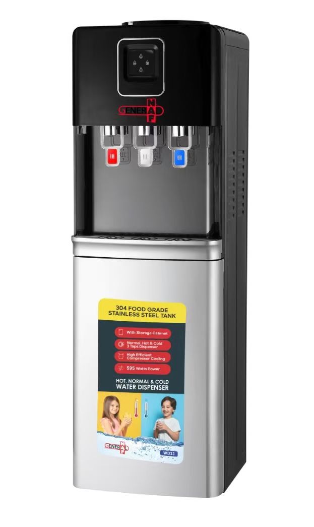 GENERAL NAF WATER DISPANSER HOT/COLD WATER 595w WD-33 BLACK&SILVER