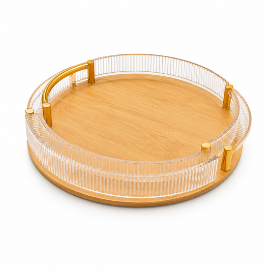 Luxury Serving Tray (Wood + Acrylic) Set of 2