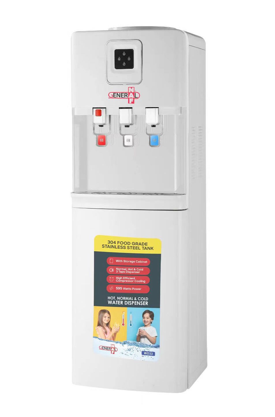 GENERAL NAF WATER DISPENSER HOT/COLD WATER 595w WD-33 WHITE
