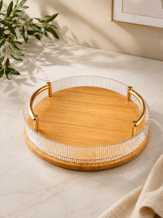 Luxury Serving Tray (Wood + Acrylic) Set of 2