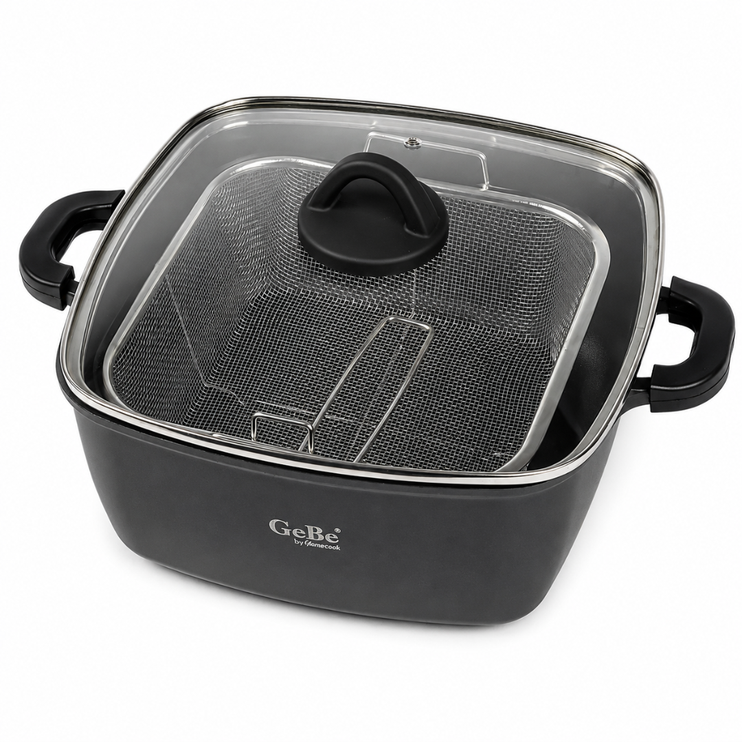 GE BE Venus Fryer Pot W/Lid & Frying Basket 28*28cm BLACK