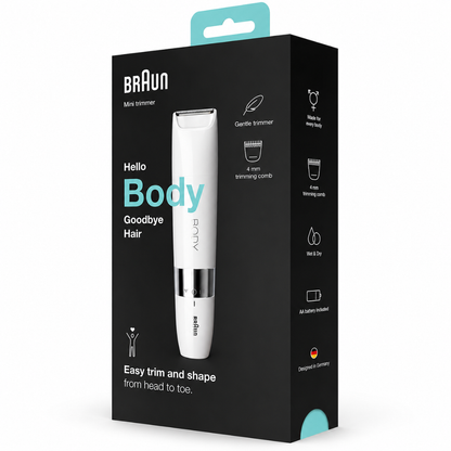BRAUN Body Mini Trimmer Wet & Dry With Trimming Comb – White – BS1000