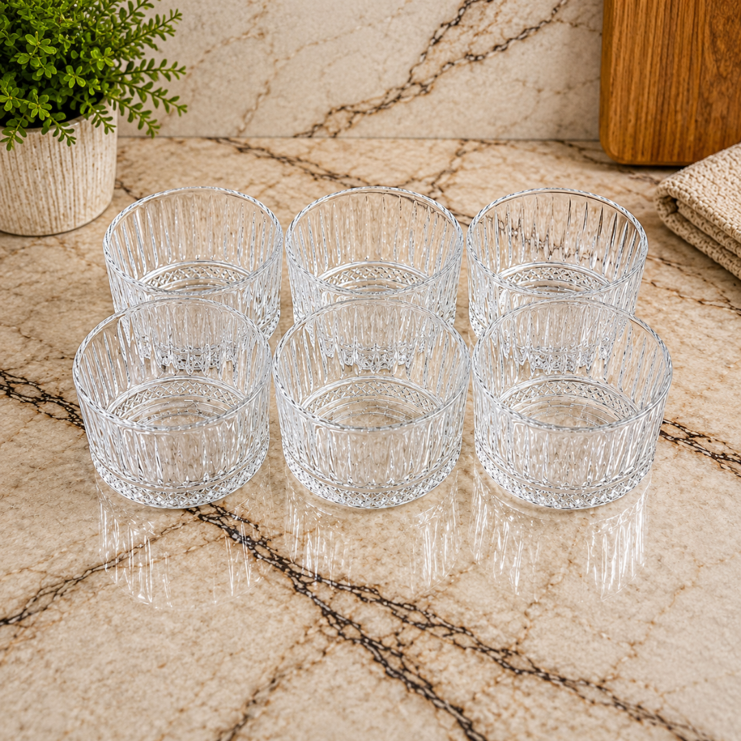 Ribbed Glass Dessert Bowls set of 6
