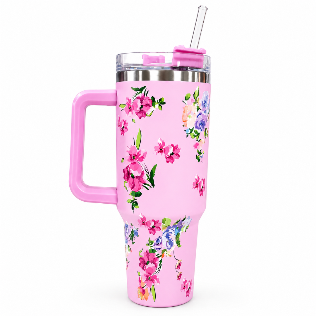 Insulated Tumbler Mug with Handle (or Travel Tumbler with Straw) 1200ml